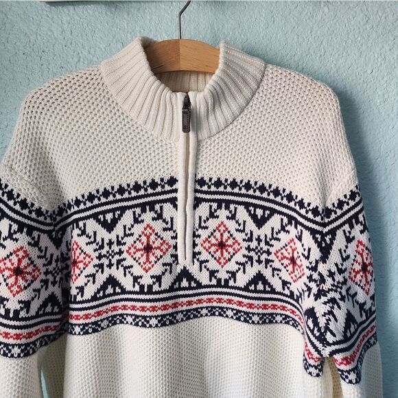 IZOD NAUTICAL sweater irish island style half zip coastal fisherman - Picture 3 of 11